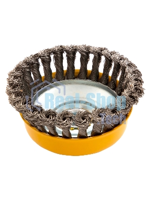 Щетка для УШМ Denzel 125 мм, Чашка, крученая нержавеющая проволока 0,5 мм, М14 746273