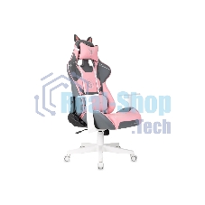 Кресло игровое Knight Catzy серый/розовый эко.кожа крестов. пластик пластик белый