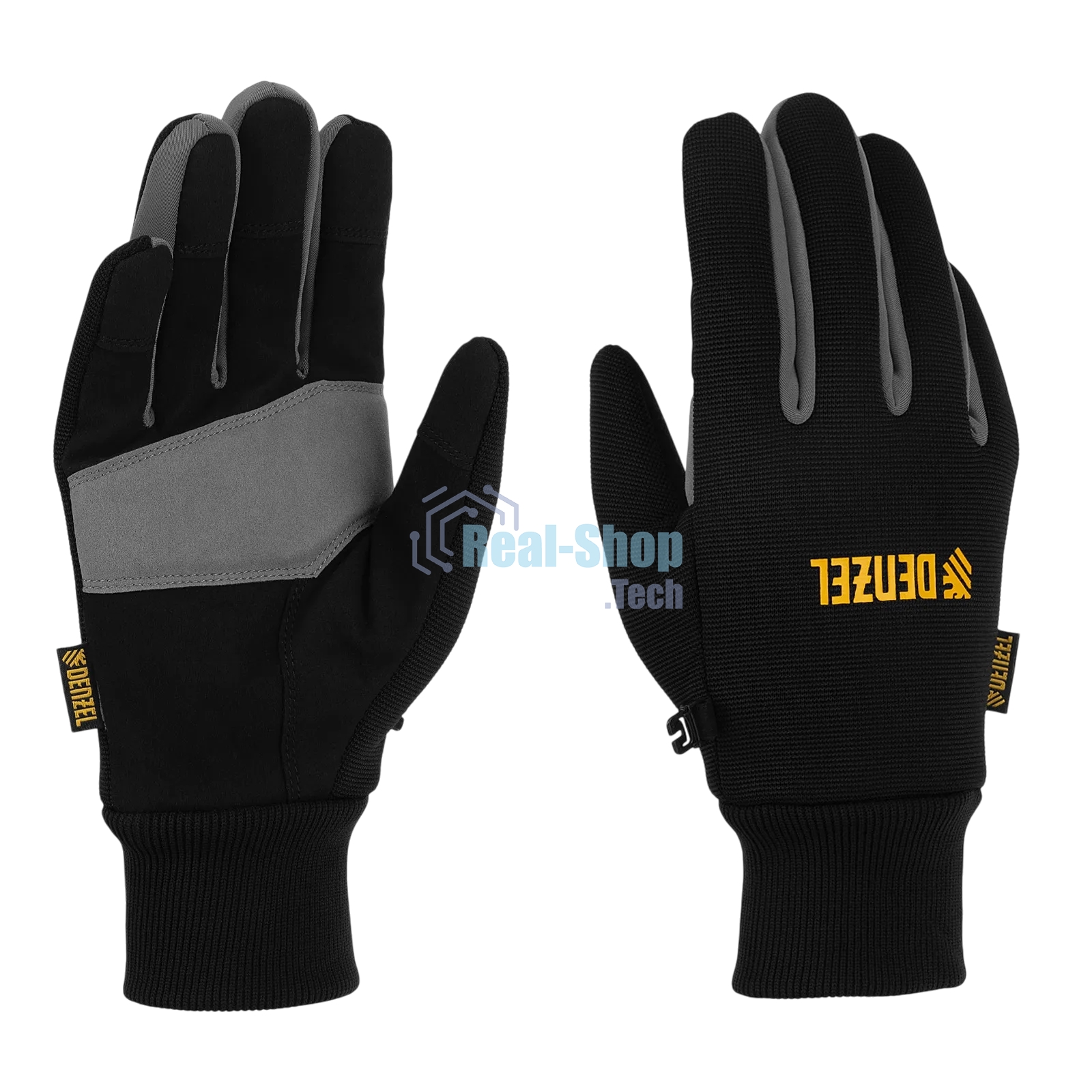 Перчатки универсальные Denzel 68092 двойные, работа с сенсорным экраном, вязаная манжета, размер 8