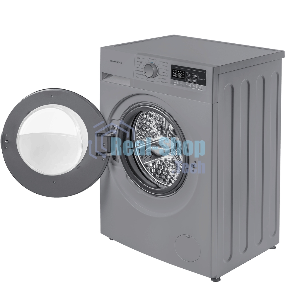 Стиральная машина Maunfeld MFWM148STSL02 серебристая, загрузка фронтальная 8кг, 1400 об/мин., класс: A+++