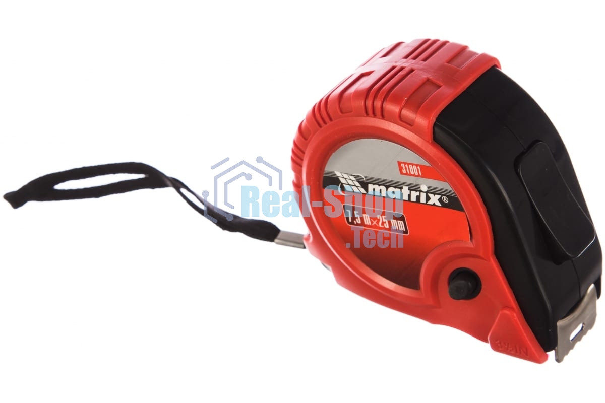 Рулетка Matrix Rubber, 7,5 м х 25 мм, обрезиненный корпус