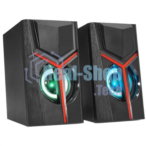 Акустическая система 2.0 Qumo TRON AS007, 10 ВТ, объемное звучание, RGb подсветка, USB/Jack 3,5мм