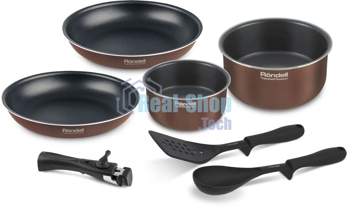 Набор посуды Rondell Kortado7 предм. (сковорода 26х5,5, сковорода 28х5,5, ковш 16х8, кастрюля 20х9,5, съемная ручка