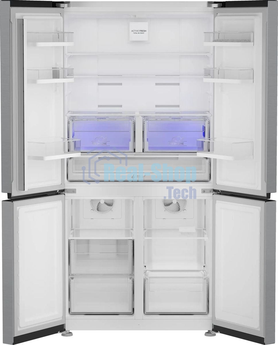 Холодильник Hotpoint HFP4 625I X нержавеющая сталь, трехкамерный, 376/165л, морозилка снизу, No Frost, Side by Side