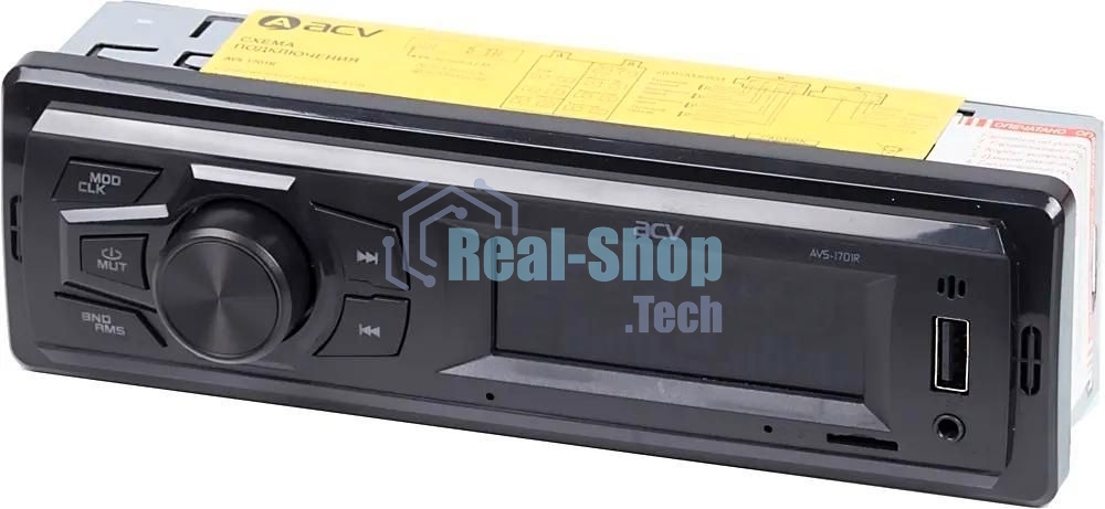Автомагнитола ACV AVS-1701R, 1 DIN, USB Type-A, AUX