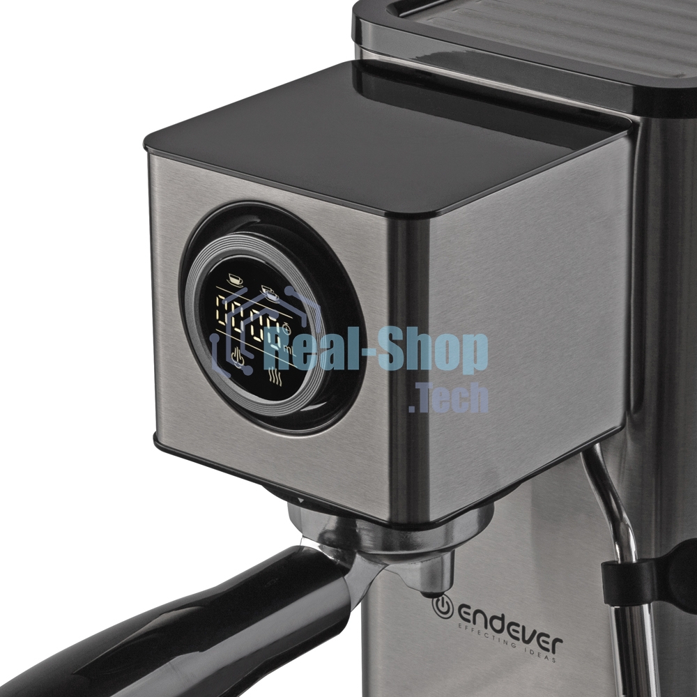 Кофеварка рожковая Endever Costa-1090 стальной, исп. кофе - молотый, 1,2 л, 1400 Вт, 15 бар