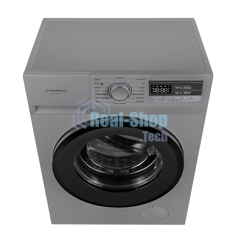 Стиральная машина Maunfeld MFWM148STSL02 серебристая, загрузка фронтальная 8кг, 1400 об/мин., класс: A+++