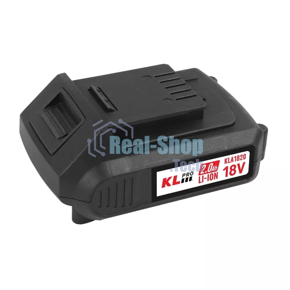 Профессиональный аккумулятор Li-ion 18 В/2,0 А·ч KLPRO KLA1820 (18 В/2,0 А·ч) подходит для любого инструмента 18В KLPRO