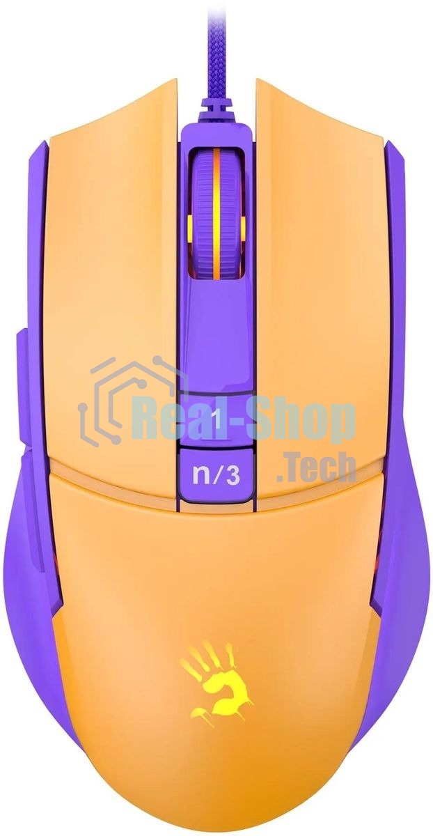 Мышь проводная A4Tech Bloody L65 Max желтый/фиолетовый, 12000 dpi, USB, кнопки - 7