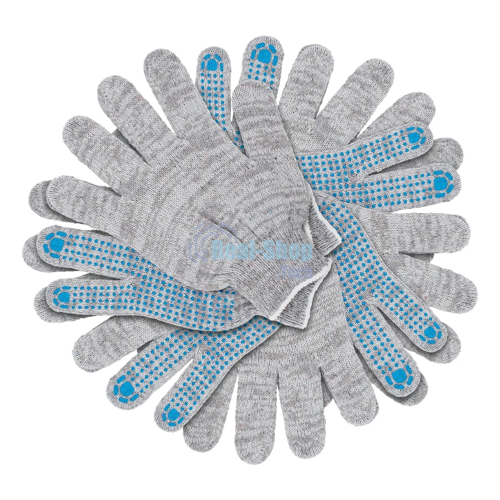 Перчатки трикотажные Сибртех х/б, 200 пар, ПВХ точка, 4 нити, 10 класс