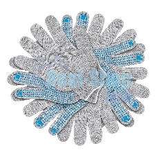 Перчатки трикотажные Сибртех х/б, 200 пар, ПВХ точка, 4 нити, 10 класс