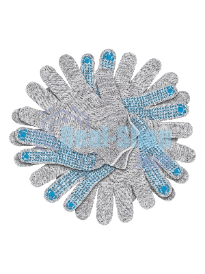 Перчатки трикотажные Сибртех х/б, 200 пар, ПВХ точка, 4 нити, 10 класс