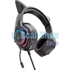 Гарнитура HOCO W107 Cute Cat чёрный, проводная, подсветка