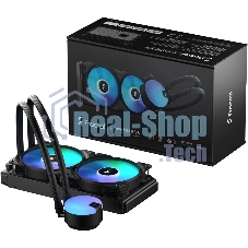 Система жидкостного охлаждения для ПК/Water Cooling System Fractal Design Lumen S24 V2 RGB (180W, 240mm, Black, ARGB/Fans: 2x120mm, 56CFM, 33.2dBA, 2000RPM/Pump height 67mm, 22dBA, 4000RPM, Rad thickness 27mm/S: 1851, 1700, 1200, 115X, 2011, 2066, AM5, AM4)
