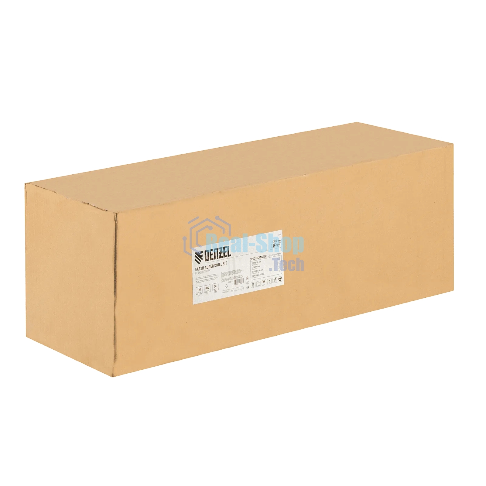 Шнек для грунта Denzel ER-300, диаметр 300 мм, длина 800 мм, соединение 20 мм, съемный нож