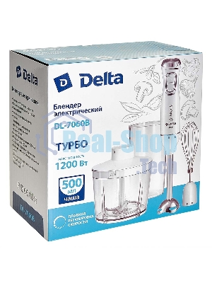 Блендер погружной Delta DL-7060B белый, 1200 Вт, 2 скорости, турбо