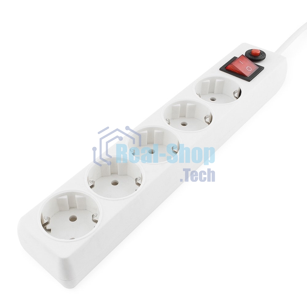 Сетевой фильтр Гарнизон ECL-5-W-1.4, 5 р, 10А, 1.4 м, ур.защиты 4, белый, пакет