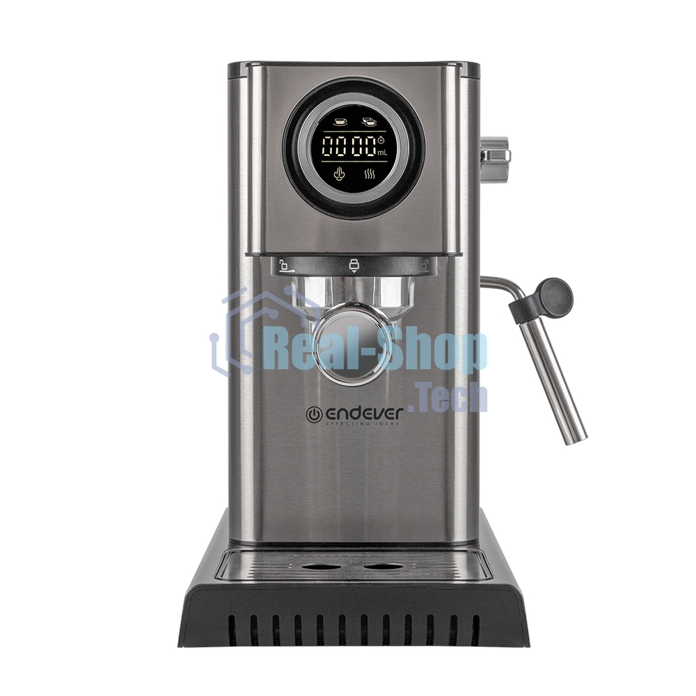 Кофеварка рожковая Endever Costa-1090 стальной, исп. кофе - молотый, 1,2 л, 1400 Вт, 15 бар