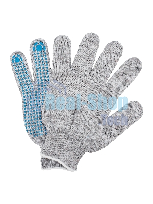 Перчатки трикотажные Сибртех х/б, 200 пар, ПВХ точка, 4 нити, 10 класс