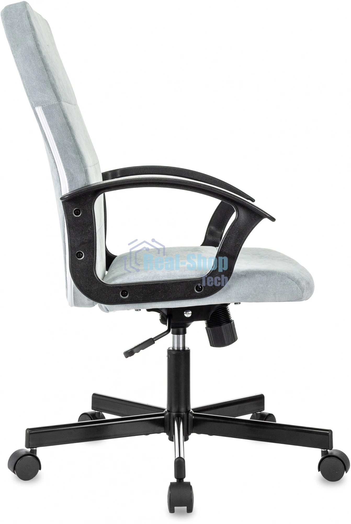 Кресло офисное Бюрократ Triest Fabric серо-голубой Light-28 крестов. металл черный