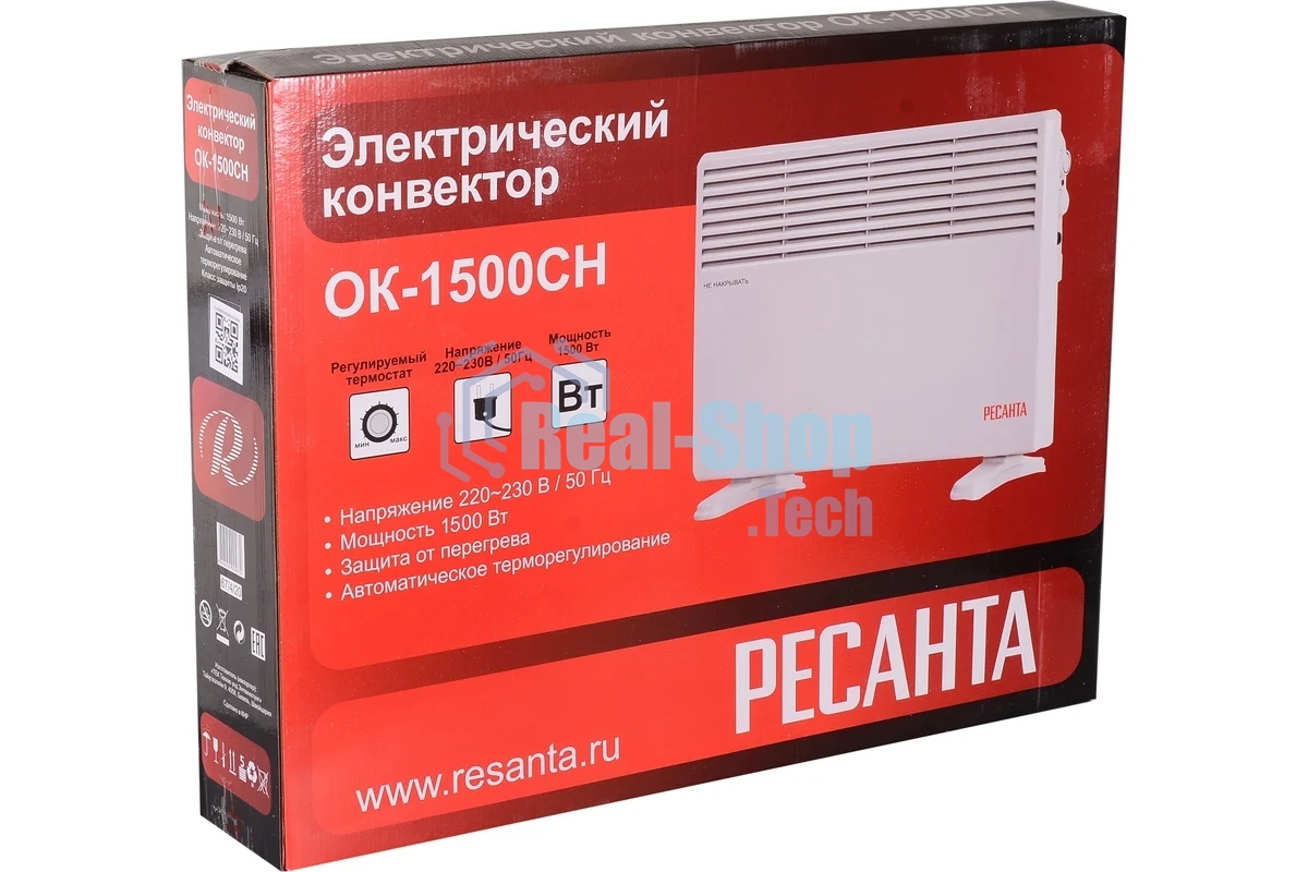 Конвектор Ресанта ОК-1500СН белый, 1500 Вт, 15 м2, термостат