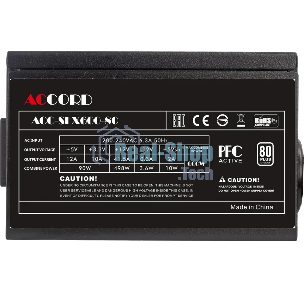 Блок питания Accord ACC-SFX600-80, 600Вт, 80мм,черный