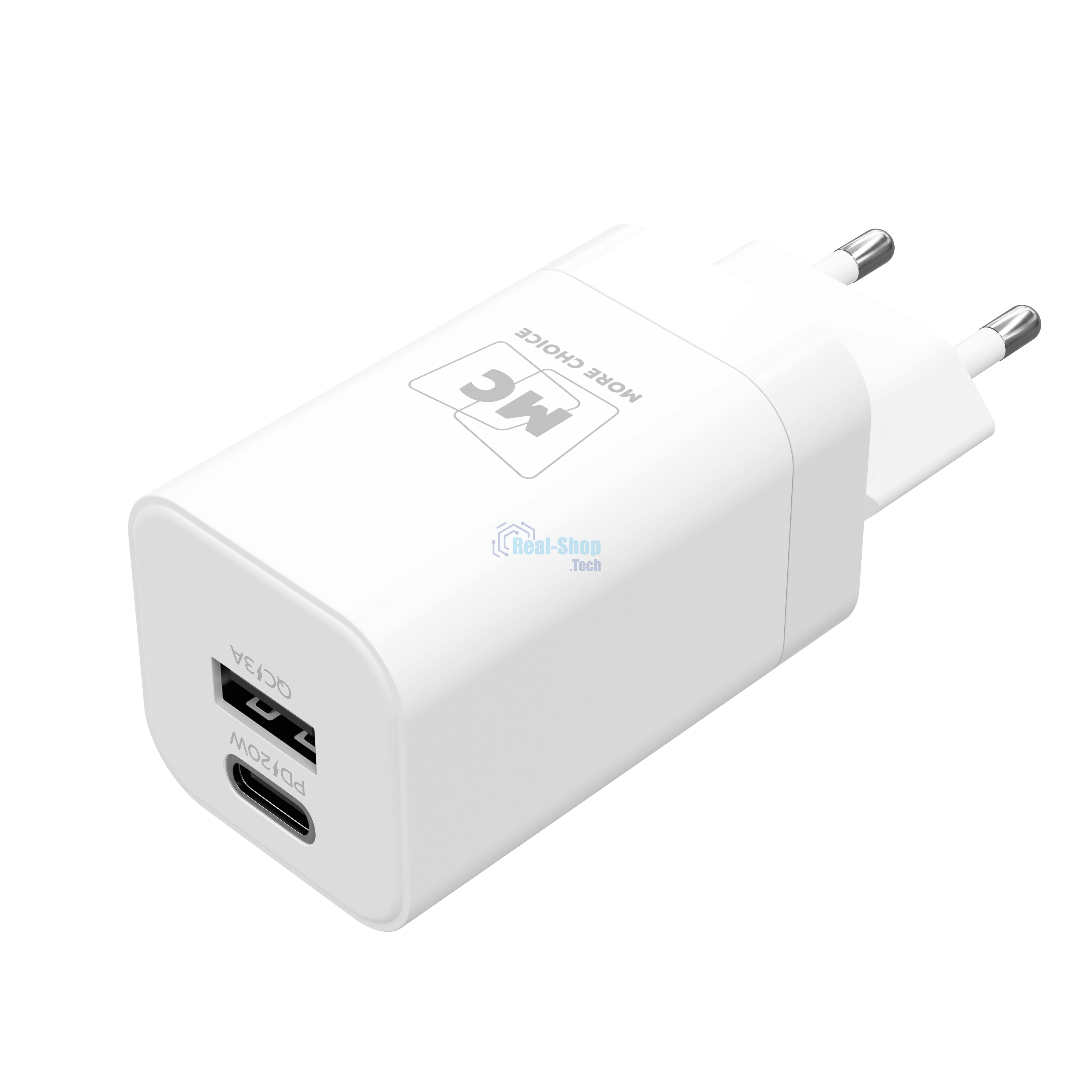 Сетевое зарядное устройство MORE CHOICE NC85a 1USB+1Type-C 3.0A PD 20W+QC3.0 Type-C Type-C, белый