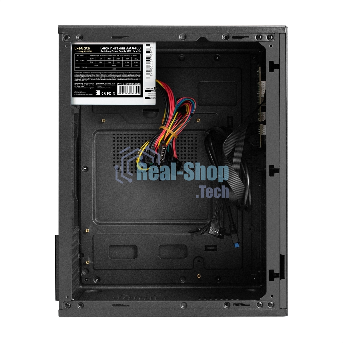Компьютерный корпус Minitower ExeGate BAA-308MU2-AA500 (mATX, БП AA500 с вент. 8см, 1хUSB+2хUSB 3.0, HD Audio, черный)