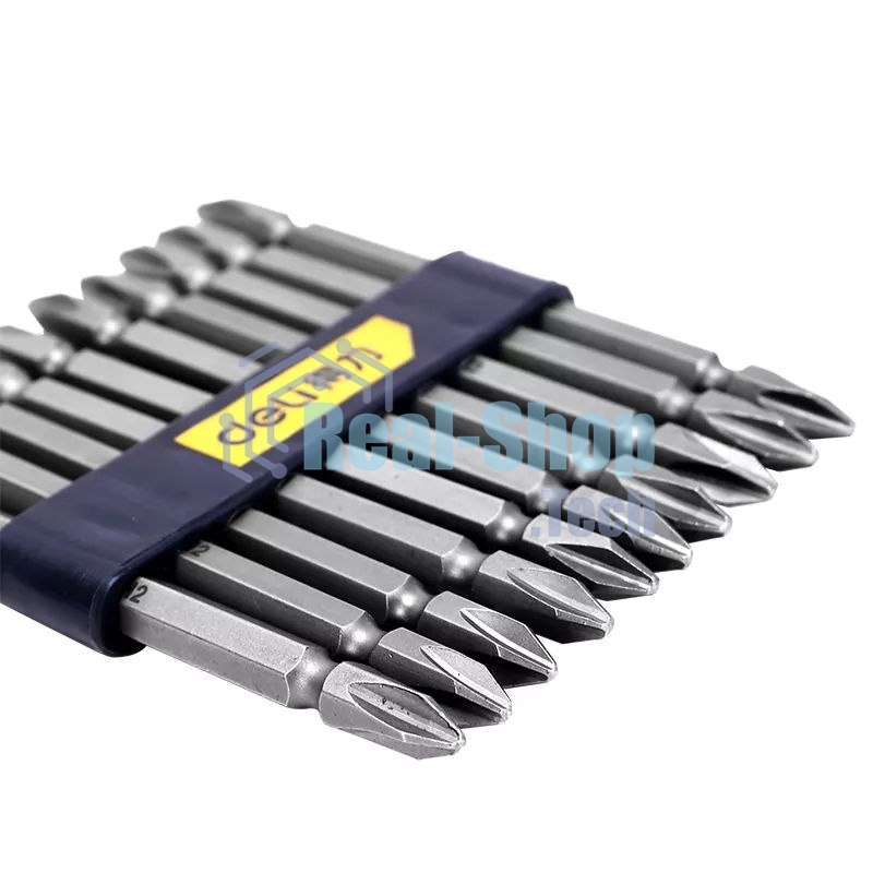 Набор двухсторонних бит 10 шт Deli DL6903 PH2x110мм, сталь S2 с твердостью 58-60HRC, пласт.кейс