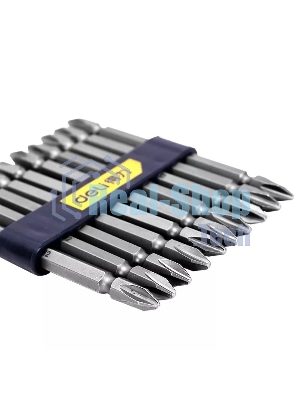 Набор двухсторонних бит 10 шт Deli DL6903 PH2x110мм, сталь S2 с твердостью 58-60HRC, пласт.кейс