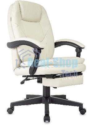 Кресло руководителя Бюрократ CH-868N-BF слоновая кость, эко.кожа, крестов. пластик, подст. для ног
