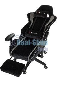 Кресло игровое Zombie Drift/F черный/серый, крестов. пластик, подст. для ног