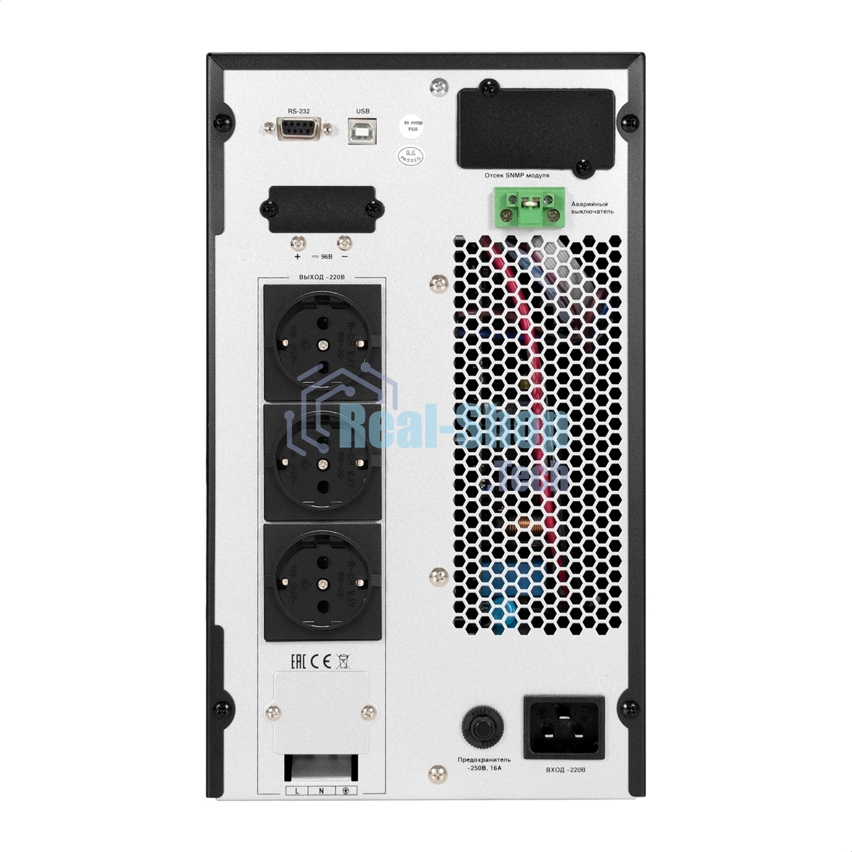 Источник бесперебойного питания On-line ExeGate PowerExpert TL-3000.72V.LCD.AVR.3SH.USB.RS232.SNMP 3000VA/3000W, On-Line, PF=1, LCD, 3*Schuko, RS232, USB, SNMP-slot, встроенные батареи 12V 7.2Ah - 6шт, возможность подключения до 4 внешних батарейных блоков 72В, Tower, металлический корпус, черный