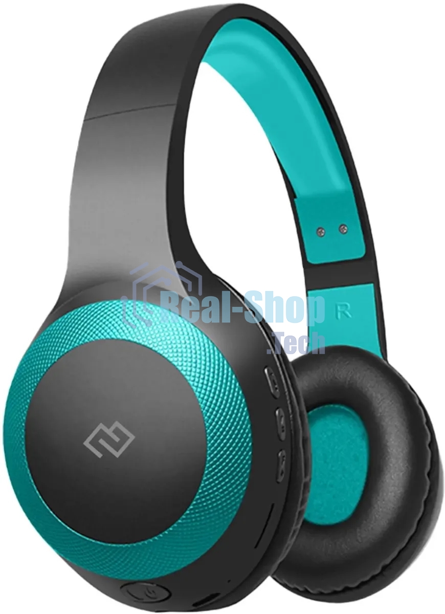 Гарнитура накладные Digma BT-15 черный/голубой беспроводные bluetooth оголовье