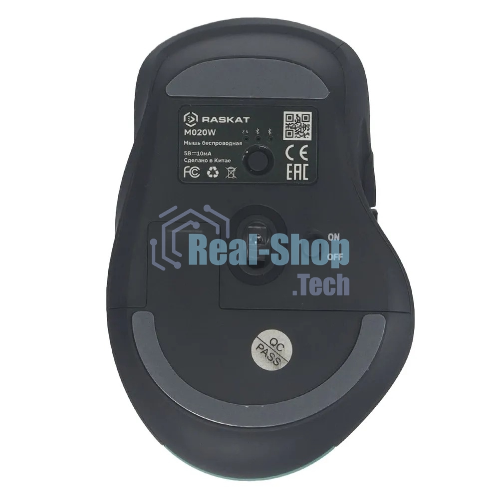 Мышь беспроводная Raskat M020W зеленый/черный, 2400 dpi, радиоканал, Bluetooth, USB, кнопки - 7