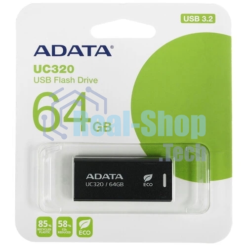 Флешка USB ADATA UC320 (UC320-64G-RBK/BK), 64Gb, USB 3.2, R/W 100/30, черный