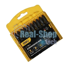 Набор двухсторонних торсионных бит для ударных шуруповертов 10 шт Deli DL252202 PH2x65мм, сталь S2, пласт.кейс