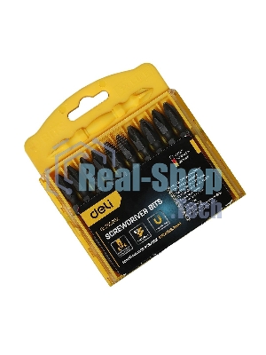 Набор двухсторонних торсионных бит для ударных шуруповертов 10 шт Deli DL252202 PH2x65мм, сталь S2, пласт.кейс