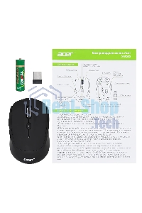 Мышь беспроводная Acer OMR050 черный, 1600 dpi, радиоканал, Bluetooth, USB, кнопки - 6