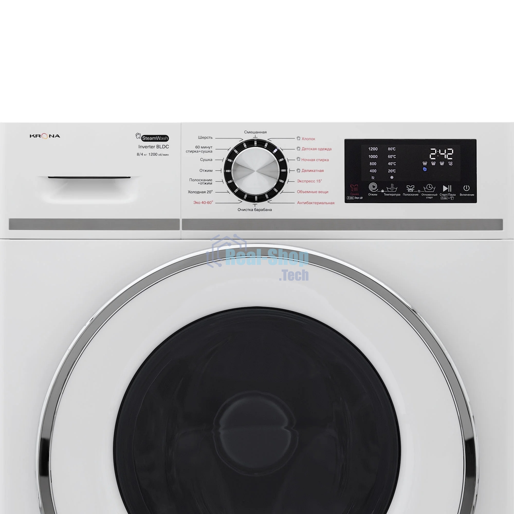 Стиральная машина KRONA ITTER OPTI белый 1200 8/4K WDM с сушкой, белый, загрузка фронтальная 8 кг, 4 кг - сушка, 1200 об/мин, класс: A+++