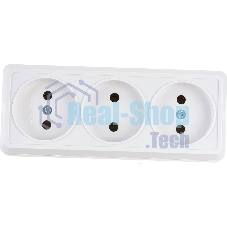 Розетка 3-м ОП Октава 10А IP20 без заземл. бел. ИЭК ERO30-K01-10-DC