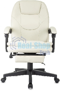 Кресло руководителя Бюрократ CH-868N-BF слоновая кость, эко.кожа, крестов. пластик, подст. для ног
