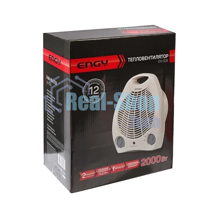 Тепловентилятор Engy EN-509 настольный, белый, 2000 Вт, 20 м2, термостат (014984)