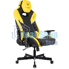 Кресло игровое Knight Thunder 5X черный/желтый эко.кожа крестов. металл