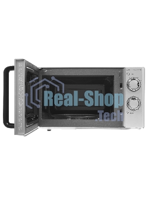 Микроволновая печь CASO M 20 Ecostyle Pro серебристый/черный, 20 л, 800 Вт, переключатели - поворотный механизм