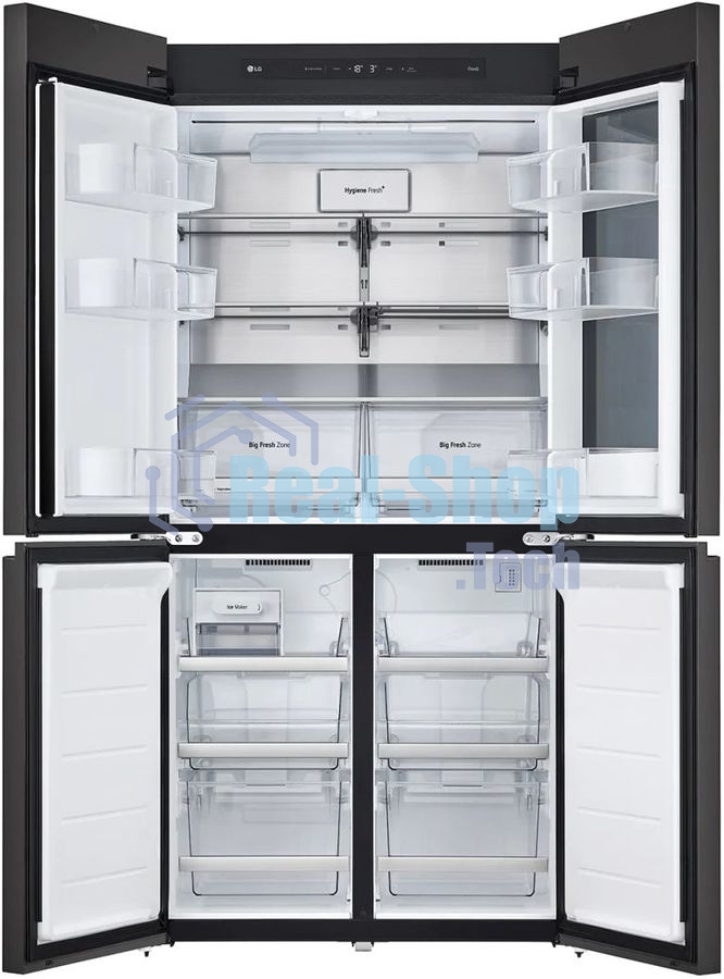 Холодильник LG GR-X24FQEKM бежевый трехкамерный 382/145л морозилка снизу, No Frost, Side by Side