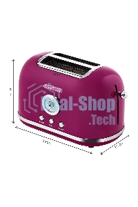 Тостер Galaxy Line GL 2916, малиновый джем, металл, 900 Вт, 6 степеней поджарки