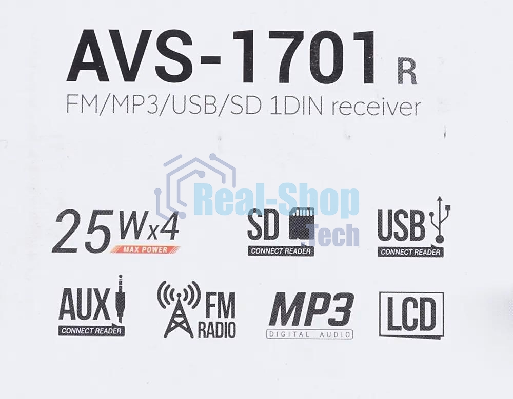 Автомагнитола ACV AVS-1701R, 1 DIN, USB Type-A, AUX
