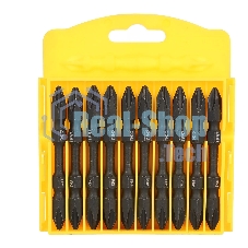 Набор двухсторонних торсионных бит для ударных шуруповертов 10 шт Deli DL252202 PH2x65мм, сталь S2, пласт.кейс