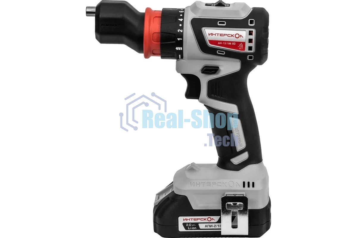Дрель-шуруповерт аккумуляторная бесщеточная ИНТЕРСКОЛ КОМБИ ДА-13/18В 50 (2 АКБ 2 А·ч и ЗУ, кейс)